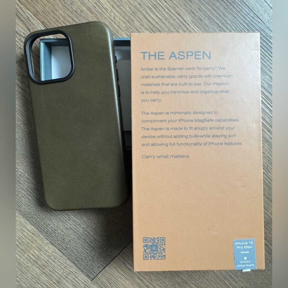 NEW iPhone 15 Pro Max Genuine Leather Andra Case - Olive Green